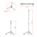 Pied HI-ROLLER OverHaed 189-637cm avec roulettes, CMU max. 40kg, noir