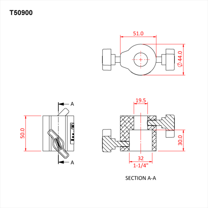 Adaptateur pour pied 32mm pour spigot 19mm