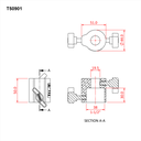 Adaptateur pour pied 38mm pour spigot 19mm
