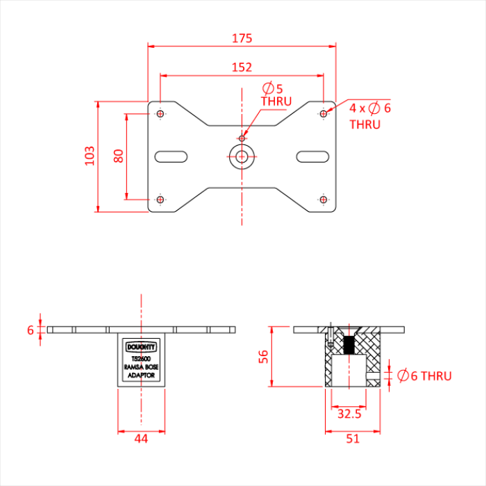 Adaptateur pour pied 35mm pour enceinte RAMSA/BOSE