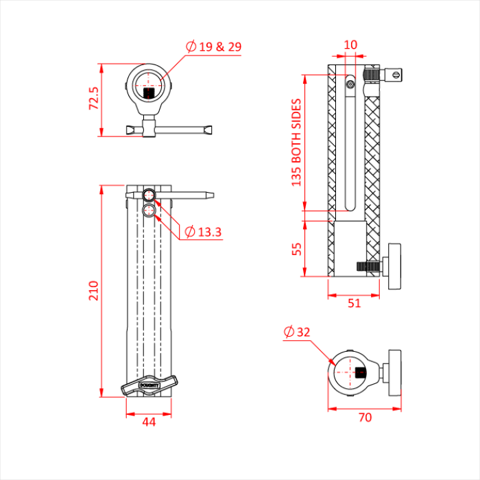 Adaptateur pour pied 35mm COMBI pour spigot 19mm & 28mm