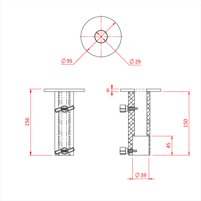 Spigot 28mm avec coupelle 90mm pour poursuite