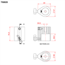 Récepteur pour tube de 48mm avec pas de vis M12