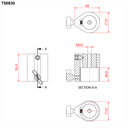 Récepteur pour tube de 51mm avec pas de vis M10