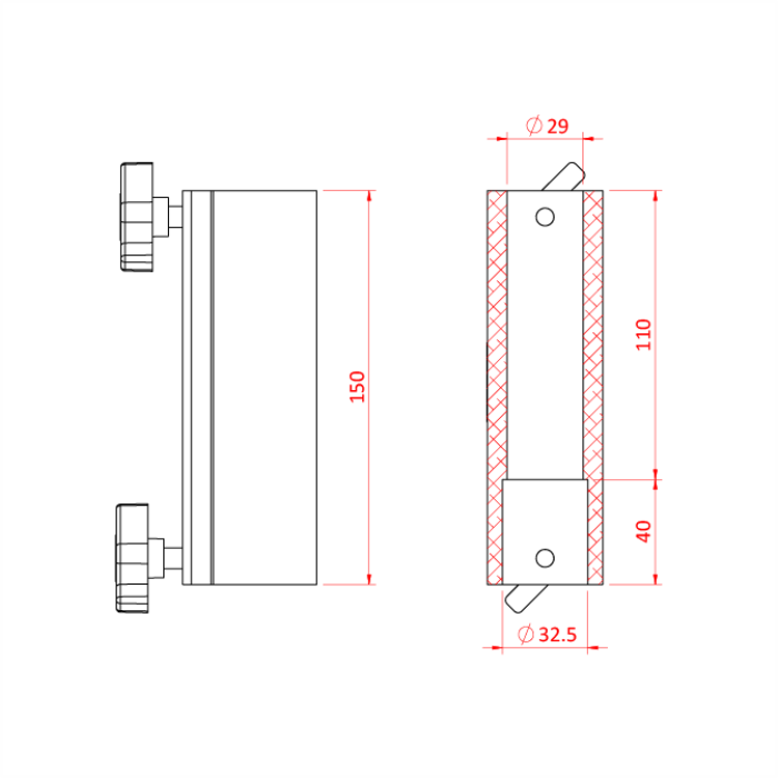 Adaptateur pour pied 35mm pour spigot 28mm