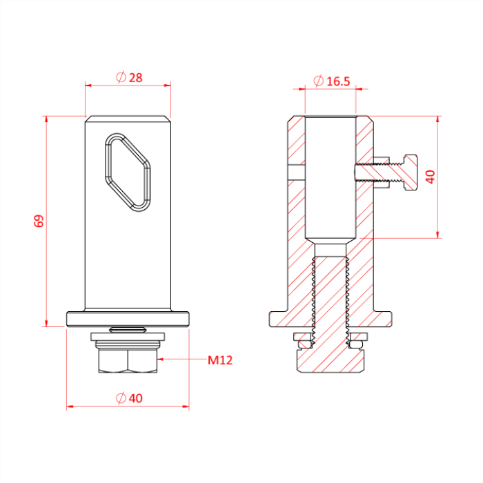 Récepteur pour spigot 16mm