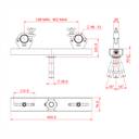 Support structure MINCE 30mm sur spigot 28mm inclinable (+/- 16°), entraxe 200-400mm, CMU 200kg