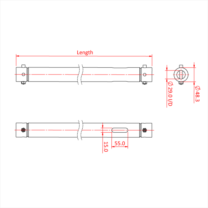 Extension pour système modulaire 200cm, livré avec 2 goupilles à écrou CCS6-604, noire