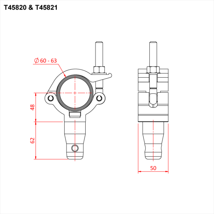 Collier MAMMOTH avec demi manchon conique CCS6 pour tube 60-63mm, CMU 100kg