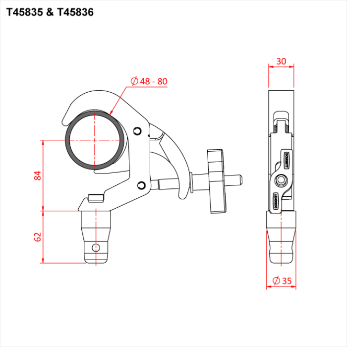 Collier TITAN pour tube de 48-51mm avec manchon conique CCS6, CMU 100kg