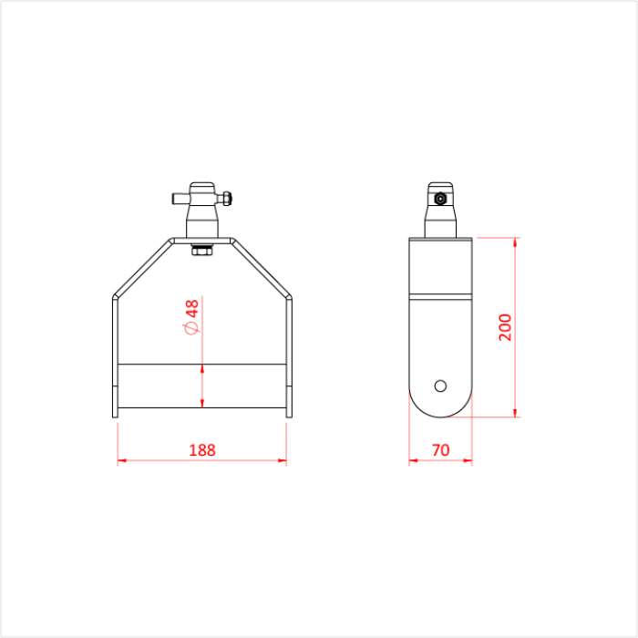 Etrier avec demi connecteur CCS6-604 avec goupille à écrou pour système modulaire, noir