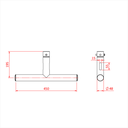 T modulaire 250mm en tube de 48-51mm, livré avec 2 goupilles à écrou CCS6-604, noir