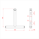 T modulaire 500mm en tube de 48-51mm, livré avec 2 goupilles à écrou CCS6-604