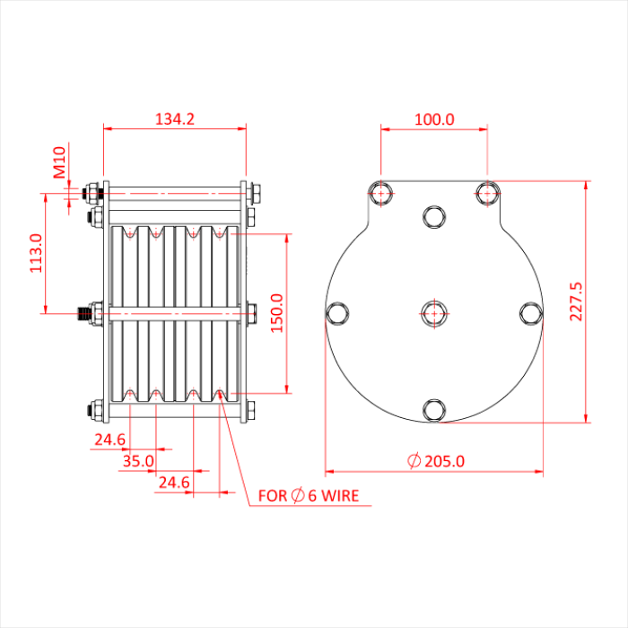 Poulie charge lourde 150mm (quadruple rainure) (pour câble)