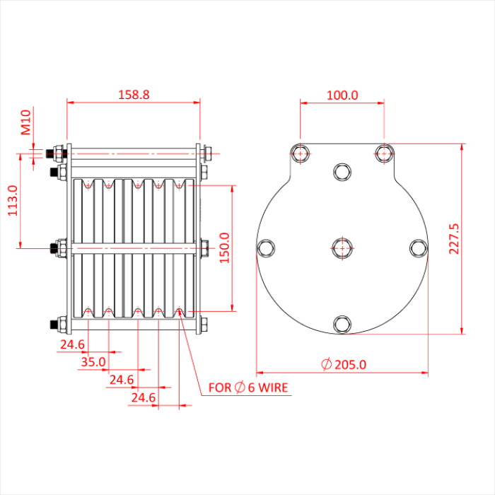 Poulie charge lourde 150mm (quintuple rainure) (pour câble)
