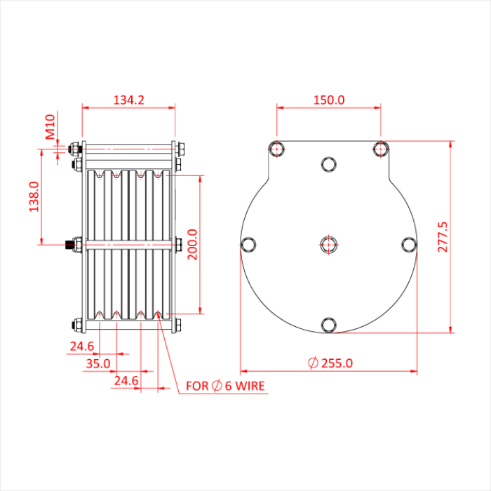 Poulie charge lourde 200mm (quadruple rainure) (pour câble)