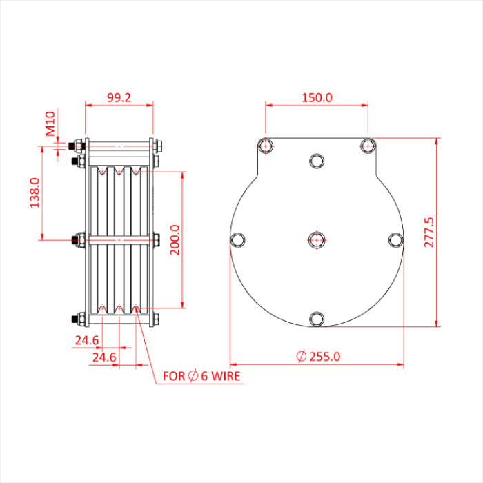 Poulie charge lourde 200mm (triple rainure) (pour câble)