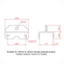 Support auvent pour double poulie charge lourde, 100mm & 150mm