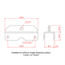 Support auvent pour simple poulie charge lourde, 200mm