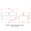 Support auvent pour triple poulie charge lourde, 200mm