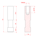 Spigot 16mm à pas de vis M6, aluminium