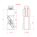 Réducteur spigot 28 sur 16mm avec vis M12, acier