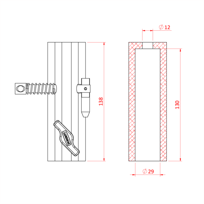 Récepteur rapide TV pour spigot 28mm, CMU 100kg