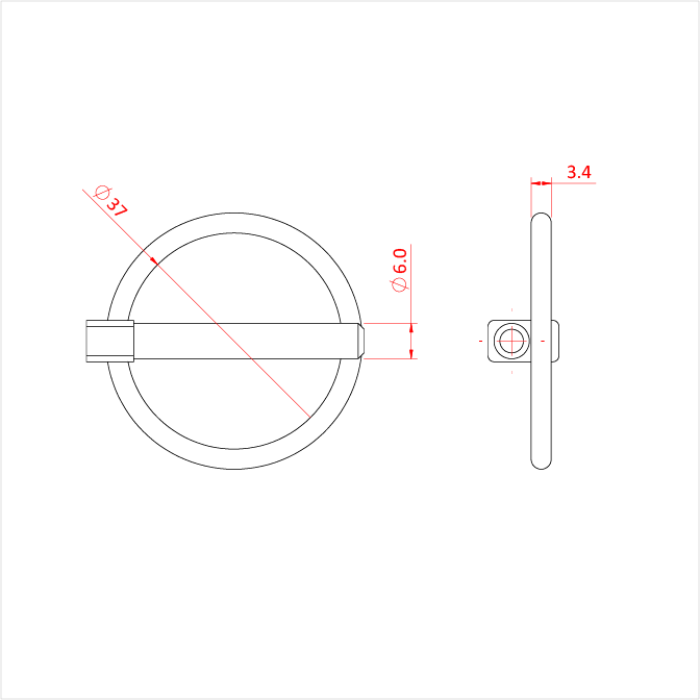 Goupille 6mm avec bague de sécurité