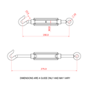 Tendeur avec crochet et œillet M10 x 150mm, 440kg