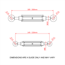 Tendeur avec œillet et œillet M10 x 150mm, 700kg testé