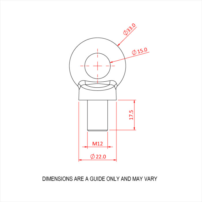 Œillet mâle M12, CMU 340kg, conforme DIN580