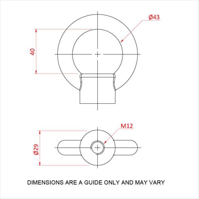 Boulon œillet M12 (testé), conforme DIN 582