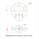 Œillet femelle M12, CMU 500kg, testé conforme DIN582