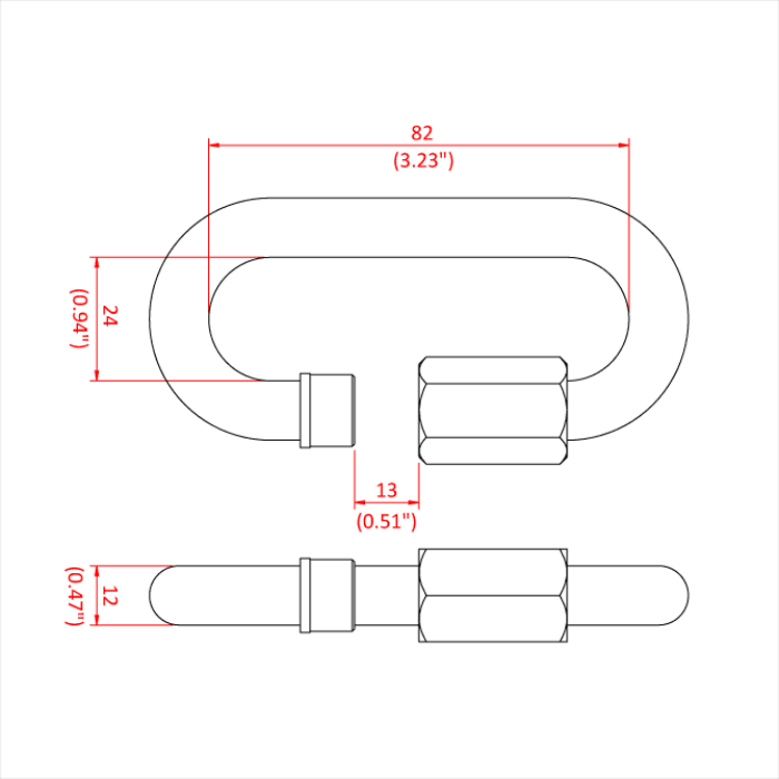 Maillon de chaîne rapide M12, CMU 750 kg (DIN59626)