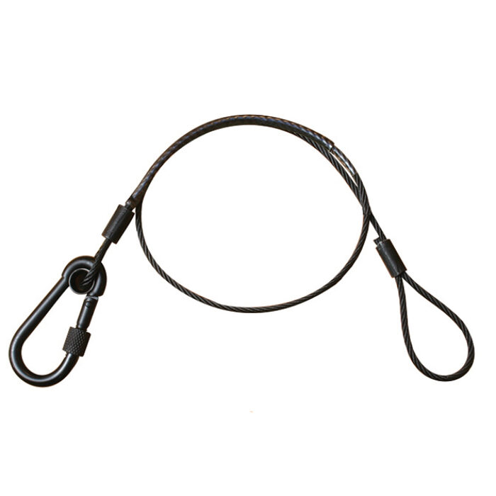 Elingue de sécurité  60cm, 3mm, mousqueton à vis M6x60, CMU 15kg