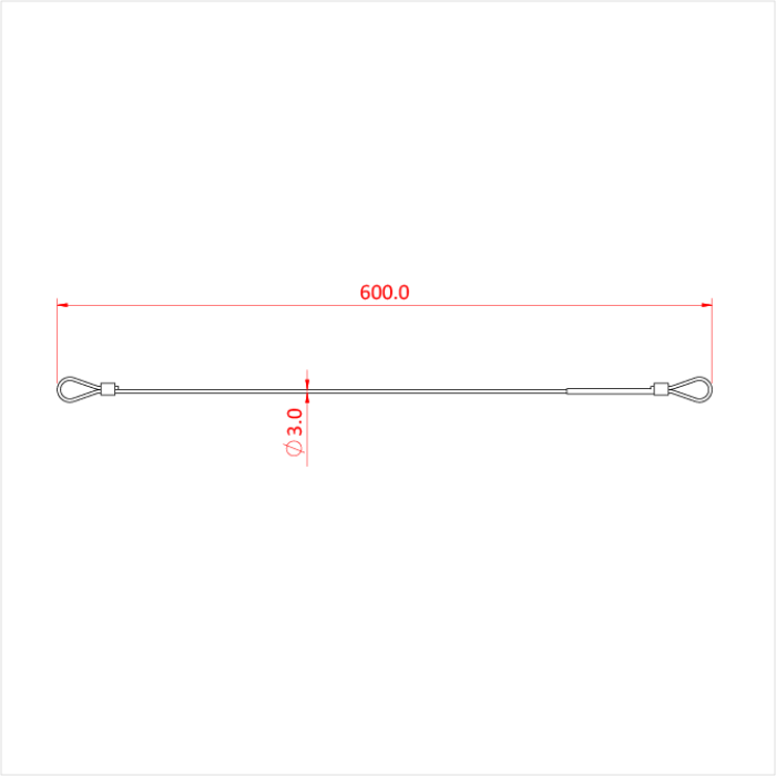 Elingue de sécurité  60cm, 3mm, CMU 100kg, noir
