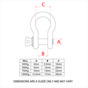 Manille 150kg, 8mm, goupille à viser rouge