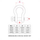 Manille 250kg, 10mm, goupille à viser verte
