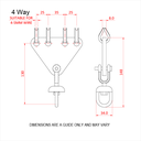 Emerillon sur système à 4 voies pour câble de 4-5mm, CMU 250kg, noir