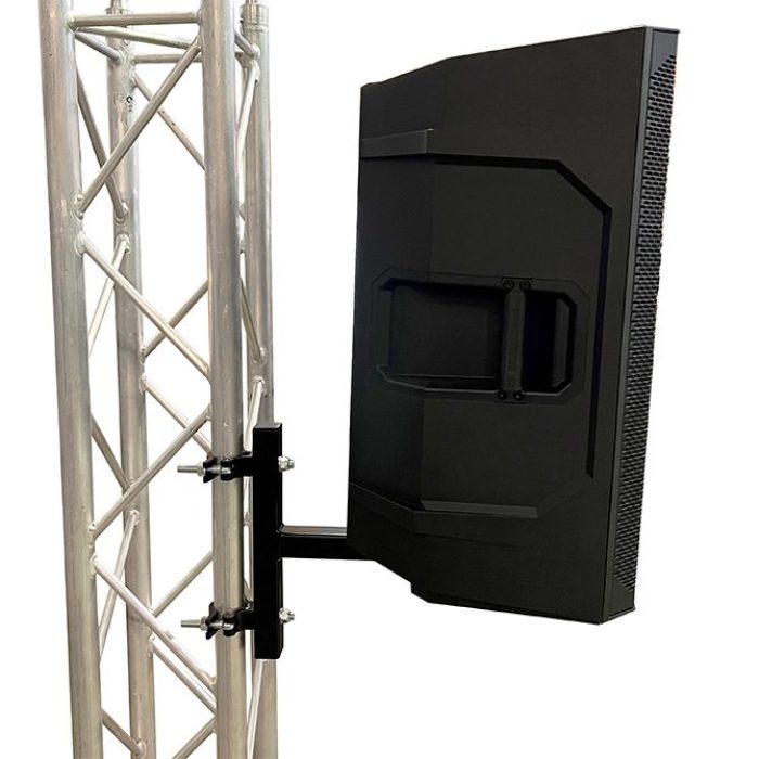 Support de haut parleur avec spigot 35mm par 2 colliers pour tube de 48-51mm, CMU 50kg, noir