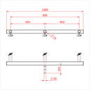 Barre en T JUNIOR sur spigot 28mm avec 3 récepteurs pour spigot 28mm