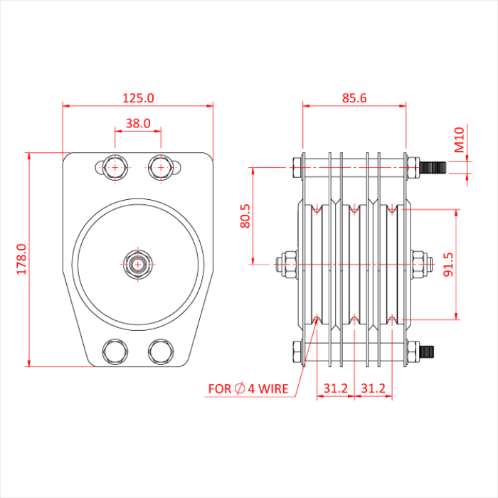 Poulie standard 100mm (triple rainure) (pour câble)