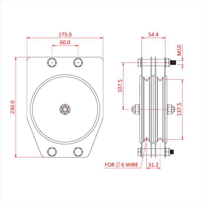 Poulie standard 150mm (double rainure) (pour câble)