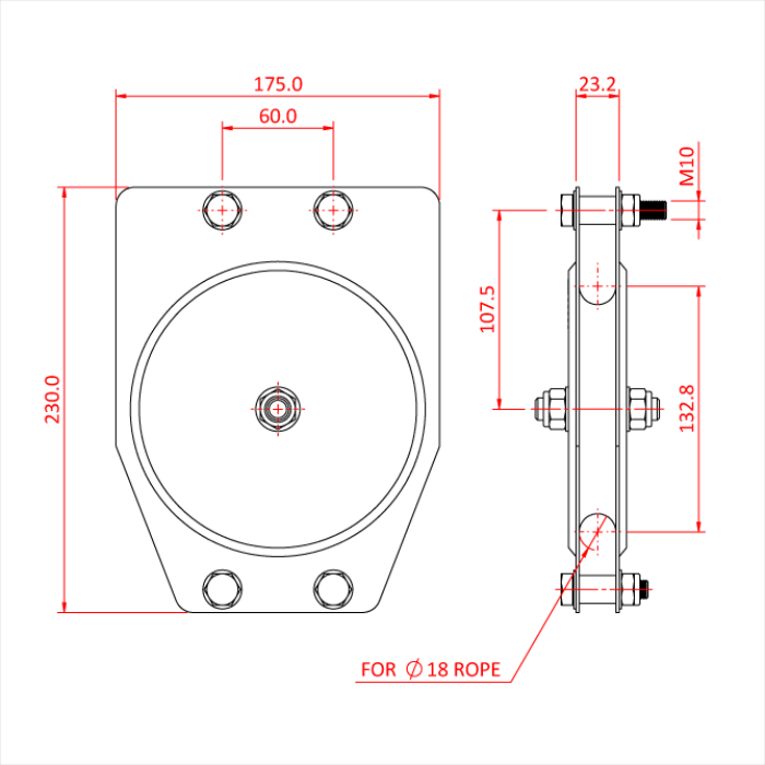 Poulie standard 150mm (simple rainure) (pour corde)