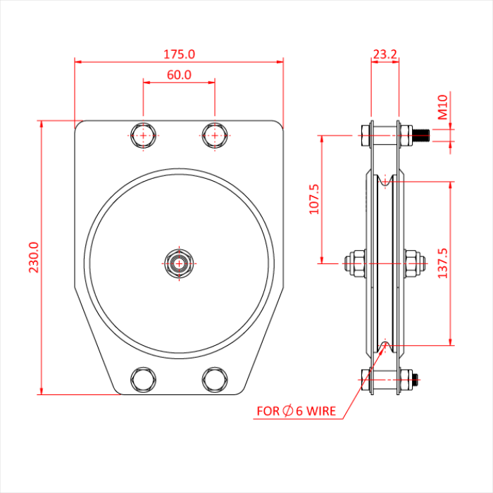 Poulie standard 150mm (simple rainure) (pour câble)