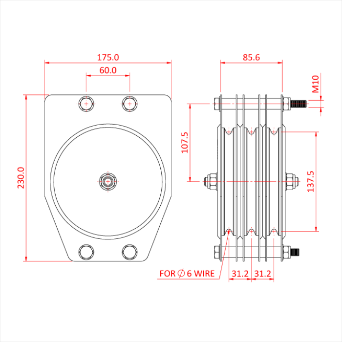 Poulie standard 150mm (triple rainure) (pour câble)