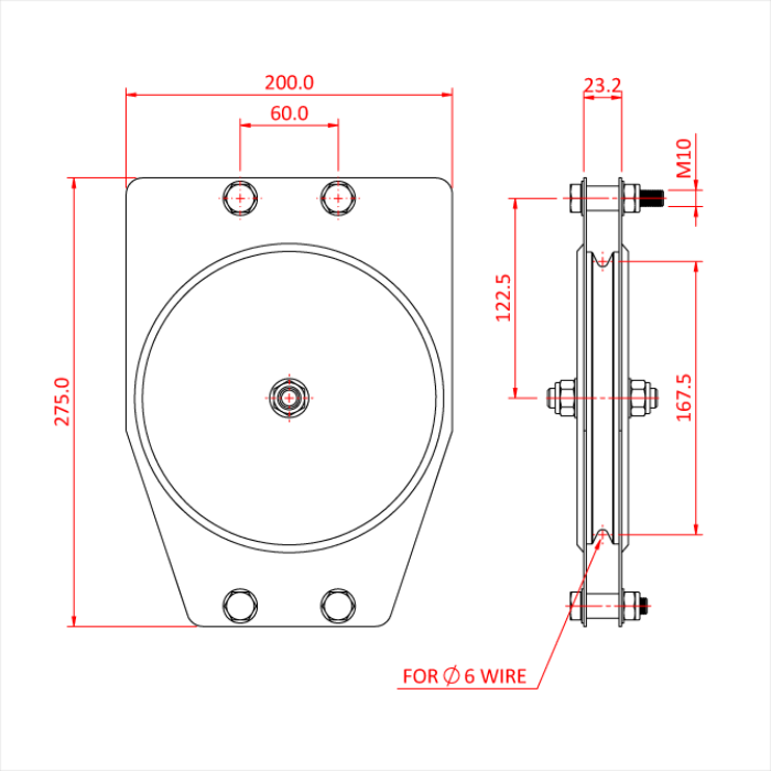Poulie standard 180mm (simple rainure) (pour câble)