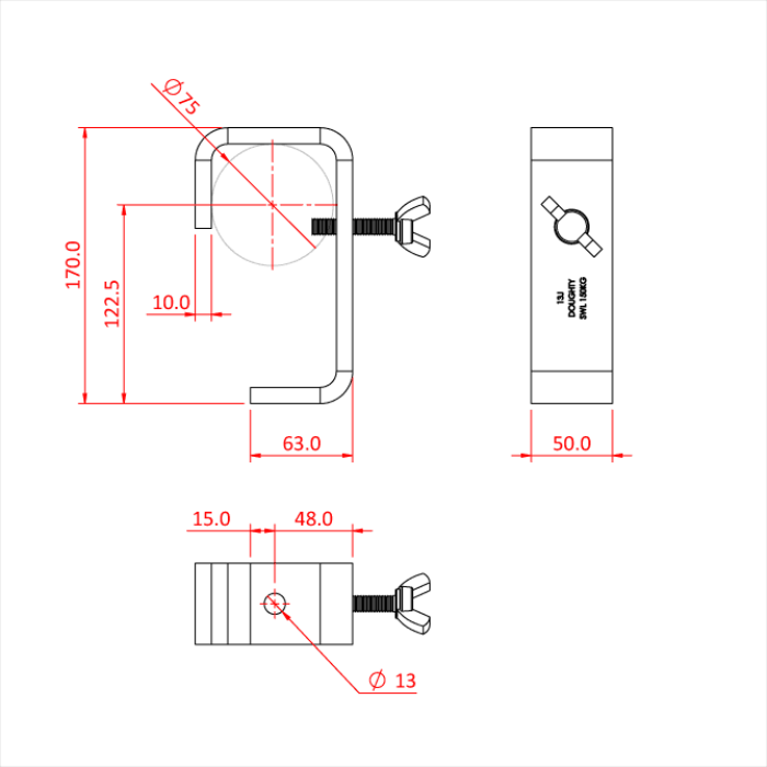 Crochet charge lourde pour tube de 60-75mm, CMU 150kg