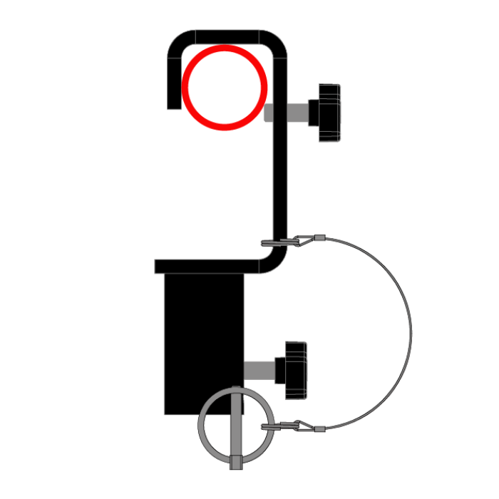Crochet TV avec récepteur spigot 28mm pour tube de 48-51mm, CMU 150kg, noir
