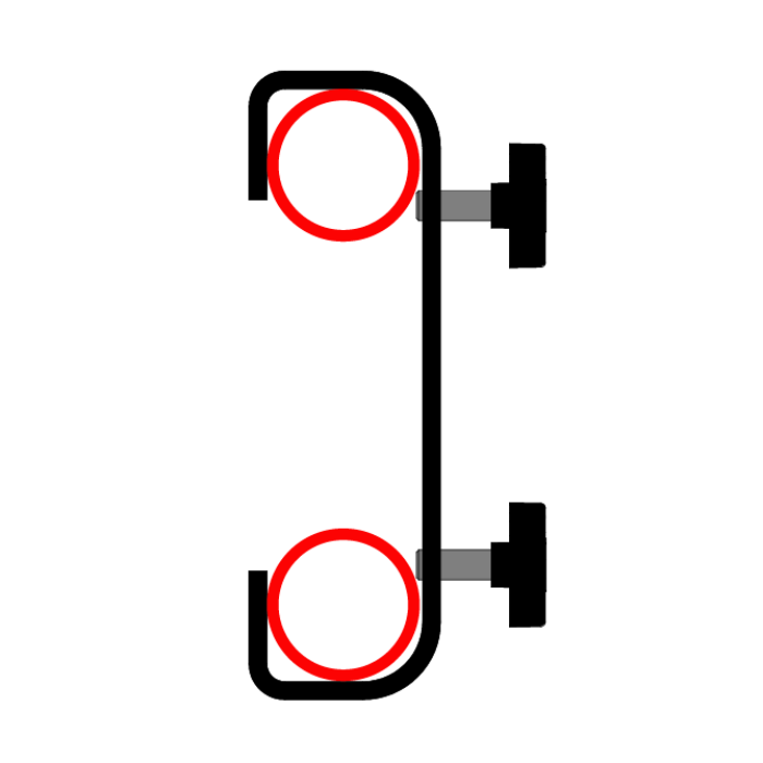 Double crochet parallèle charge lourde pour tubes de 48-51mm (entraxe 540mm), CMU 100kg